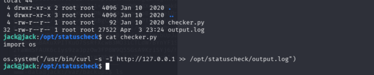 Cron schedule confirming checker.py runs every 2 minutes as root